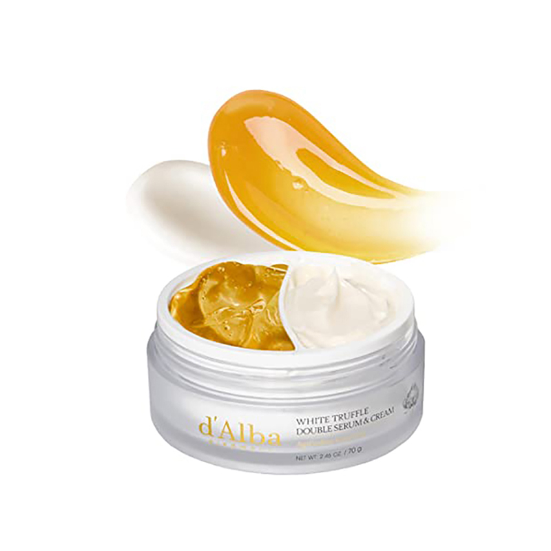 d'alba Italian weißer Trüffel Double Serum & Cream, anpassbare 2-in-1-Intensivpflege, Creme für Hautstraffheit und Glanz, milde und vegane Doppelcreme Koreanische Hautpflege (70g (1er Pack))