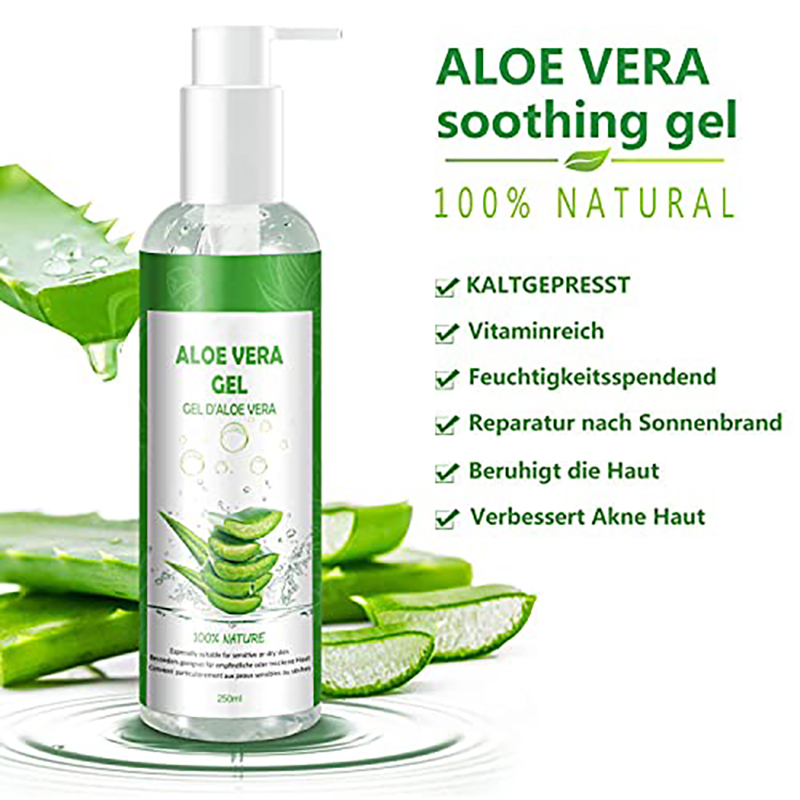 Aloe Vera Gel 100% Pur - für Gesicht Haare Körper - Natürliche, Beruhigende und Pflegende Feuchtigkeitscreme After Sun - Ideal Naturkosmetik für Trockene, Strapazierte Haut & Sonnenbrand - 250ml - Image 3