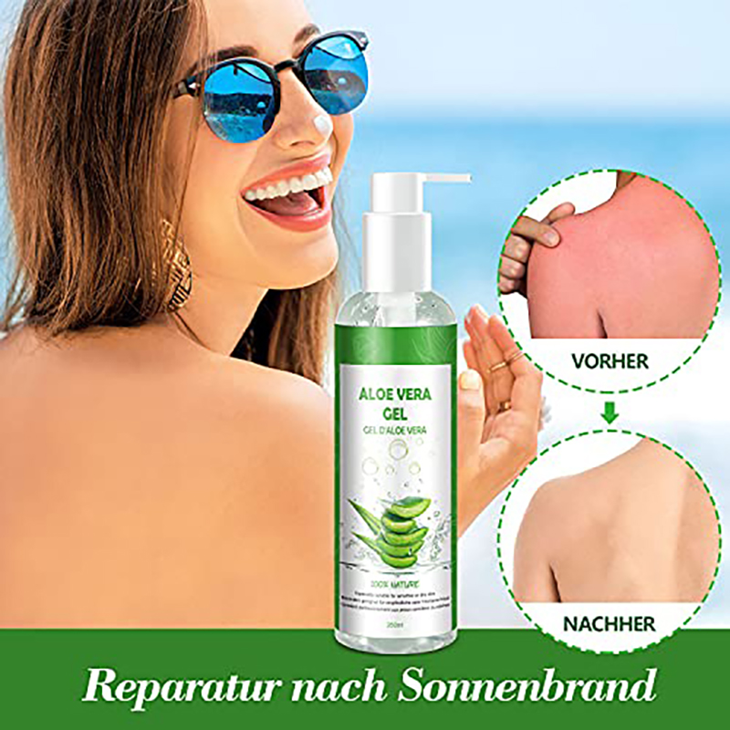 Aloe Vera Gel 100% Pur - für Gesicht Haare Körper - Natürliche, Beruhigende und Pflegende Feuchtigkeitscreme After Sun - Ideal Naturkosmetik für Trockene, Strapazierte Haut & Sonnenbrand - 250ml - Image 4
