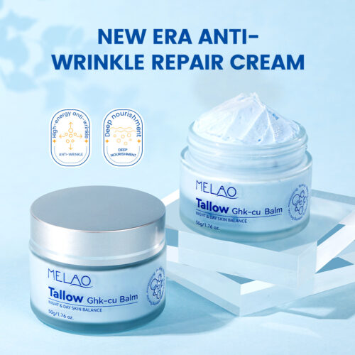 Firming facial cream with bovine tallow and copper peptides (GHK-Cu complex) - moisturizing cream for skin care.