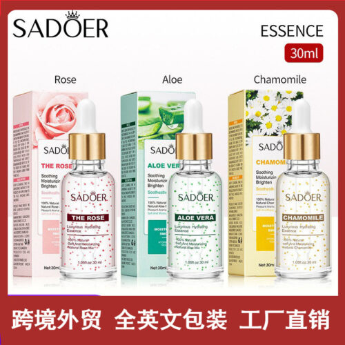 Luxury aloe vera essence for hydration, pore shrinking, and water replenishment.