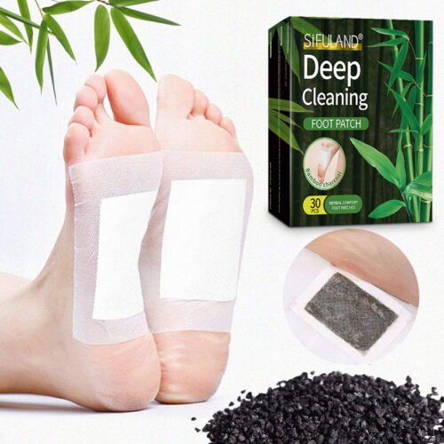 Bamboo charcoal and mugwort foot patches, foot care, relaxation and good sleep, self-adhesive patches, 30 units.