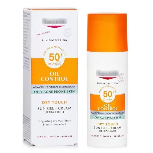 Sunscreen cream or lotion, 50ml, oil control, dry touch, moisturizing, SPF 50.