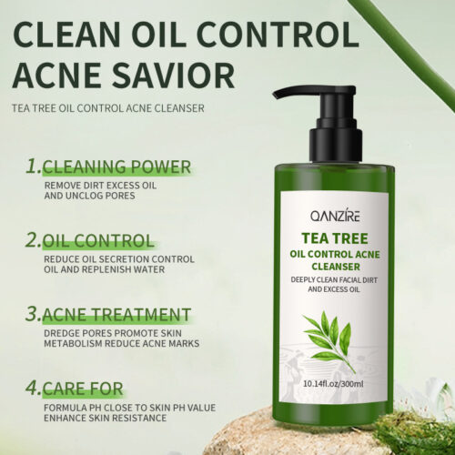 Anti-acne and oil-controlling facial cleanser with tea tree oil.