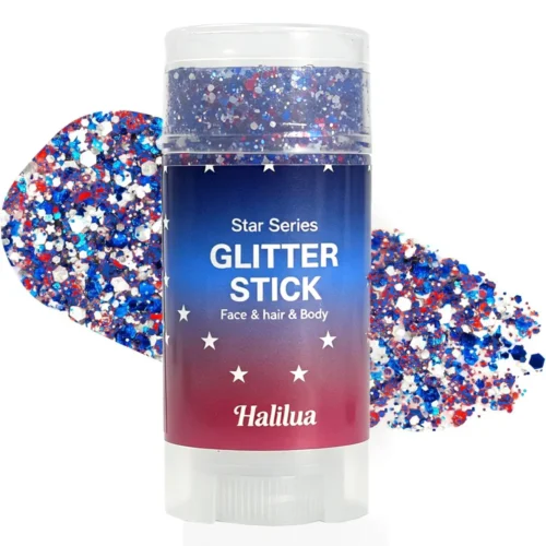 4th of July Glitter Stick | Red, White & Blue Body & Hair Sparkle for Independence Day Party, Festival & Fun Holiday Look